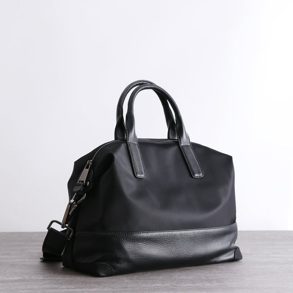 Classic Womens Nylon Leather Handbags Womens Black - Back View