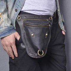 Vintage Brown LEATHER MEN'S Ox Fanny Pack - Wallet Flat Lay