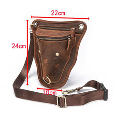 Vintage Brown LEATHER MEN'S Ox Fanny Pack - Leather Detail