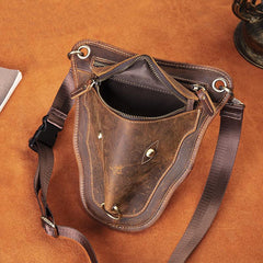 Vintage Brown LEATHER MEN'S Ox Fanny Pack - Stitching Detail