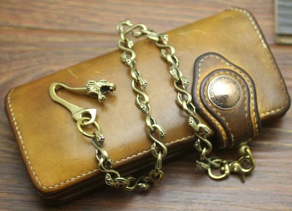 Cool Men's Handmade Dragon Skull Brass Biker Wallet Chain Pants Chain For Men SDD02151012