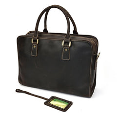 Vintage Leather Brown Men's 14‘’ Laptop Briefcase Professional Briefcase Business Handbag For Men