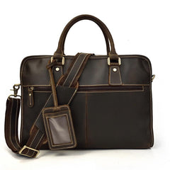 Vintage Leather Brown Men's 14‘’ Laptop Briefcase Professional Briefcase Business Handbag For Men