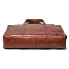 Classy Brown Leather Men's Professional Briefcase 14‘’ Laptop Briefcase For Men