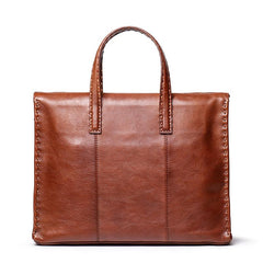 Classy Brown Leather Men's Professional Briefcase 14‘’ Laptop Briefcase For Men