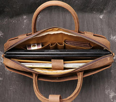 Vintage Leather Mens Briefcase Bag Work Bag Business Bag 15inch Computer Bag For Men