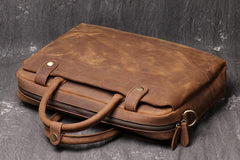 Vintage Leather Mens Briefcase Bag Work Bag Business Bag 15inch Computer Bag For Men