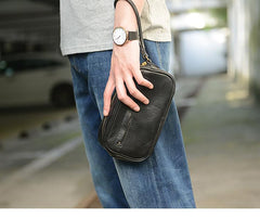 Coffee Cool Leather Mens Long Wallets Large - Closure Detail