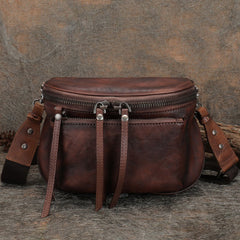 Green Leather Womens Saddle Shoulder Bag Fanny Pack Handmade Crossbody Purse for Ladies