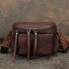Green Leather Womens Saddle Shoulder Bag Fanny Pack Handmade Crossbody Purse for Ladies
