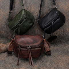 Saddle Leather Womens Shoulder Bag Fanny Pack Handmade Saddle Crossbody Purse for Ladies