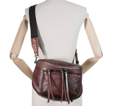 Green Leather Womens Saddle Shoulder Bag Fanny Pack Handmade Crossbody Purse for Ladies