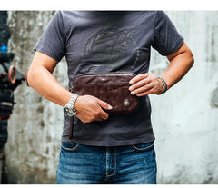 Cool Black Leather Mens Long Wallets Large Zipper Clutch Wallet Coffee Wristlet Clutch Vintage Clutch Purse For Men