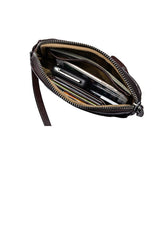 Cool Black Leather Mens Long Wallets Large Zipper Clutch Wallet Coffee Wristlet Clutch Vintage Clutch Purse For Men