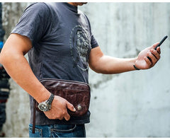 Cool Black Leather Mens Long Wallets Large Zipper Clutch Wallet Coffee Wristlet Clutch Vintage Clutch Purse For Men