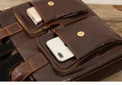 Cool Coffee Leather Mens 13 inches Vertical Briefcase Side Bag Messenger Bags Work Bags Courier Bag for Men