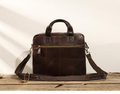 Cool Coffee Leather Mens 13 inches Vertical Briefcase Side Bag Messenger Bags Work Bags Courier Bag for Men