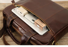 Cool Coffee Leather Mens 13 inches Vertical Briefcase Side Bag Messenger Bags Work Bags Courier Bag for Men