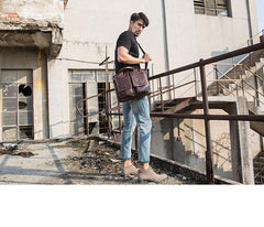 Cool Coffee Leather Mens 13 inches Vertical Briefcase Side Bag Messenger Bags Work Bags Courier Bag for Men
