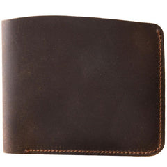 Coffee Cool Leather Mens Small Wallet Bifold Vintage Slim billfold Wallet for Men
