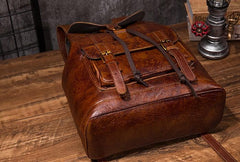 Coffee Cool Mens Leather Backpack Travel Backpacks Leather Hiking Backpack for Men
