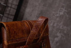 Coffee Cool Mens Leather Backpack Travel Backpacks Leather Hiking Backpack for Men