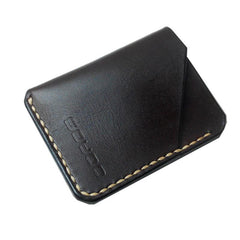 Coffee Leather Mens Slim Front Pocket Wallets Leather Card Wallet for Men