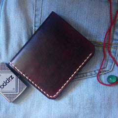 Coffee Vintage Leather Mens Small Wallet Leather billfold Bifold Wallets for Men