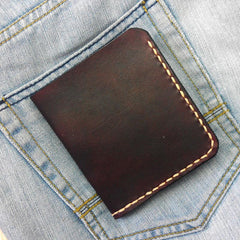 Coffee Vintage Leather Mens Small Wallet Leather billfold Bifold Wallets for Men