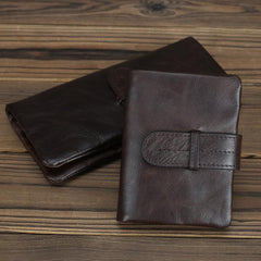 Black Leather Men's Bifold Long Wallet with Coin Pocket Billfold Wallet Card Wallet For Men