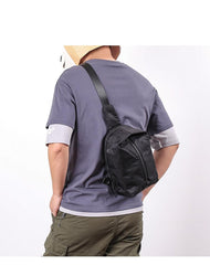 Cool Black Nylon Men's Sling Bag Camouflage Chest Bag Nylon One shoulder Backpack Sports Bag For Men