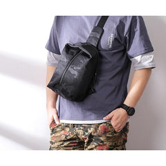 Cool Black Nylon Men's Sling Bag Camouflage Chest Bag Nylon One shoulder Backpack Sports Bag For Men