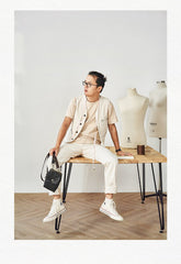 Cool Black Leather Mens Small Messenger Bag Courier Bag Chest Bag Phone Side Bag for men