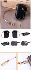 Cool Black Leather Men's Biker Key Wallet Card Holder Key Chain Key Holders Key Holder For Men