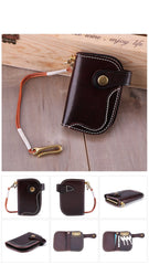 Cool Black Leather Men's Biker Key Wallet Card Holder Key Chain Key Holders Key Holder For Men