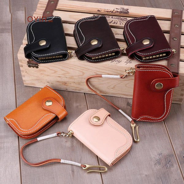 Cool Black Leather Men's Biker Key Wallet - Back View