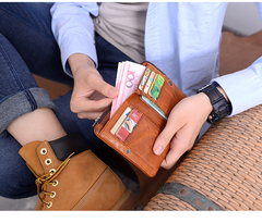 Cool Brown Leather Mens Bifold Small Wallets Black billfold Wallet Front Pocket Wallet For Men