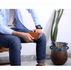Cool Brown Leather Mens Bifold Small Wallets Black billfold Wallet Front Pocket Wallet For Men