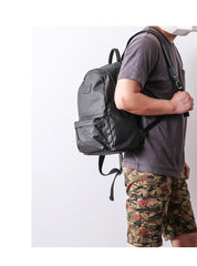 Cool Black Nylon Backpack Men's 14 inches Waterproof Backpack School Backpack For Men