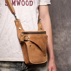 Cool Tan Men's Motorcycle Belt Pouch Belt Bag