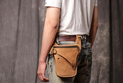 Cool Tan Men's Motorcycle Belt Pouch Belt Bag