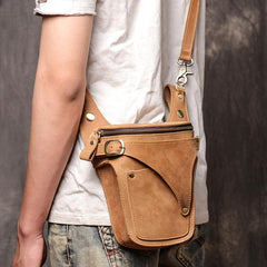 Cool Tan Men's Motorcycle Belt Pouch Belt Bag