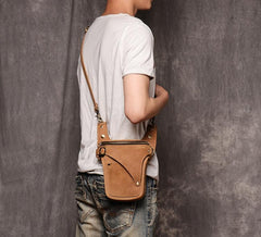 Cool Tan Men's Motorcycle Belt Pouch Belt Bag