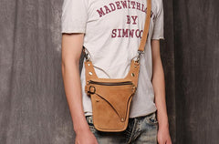Cool Tan Men's Motorcycle Belt Pouch Belt Bag
