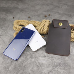 Cool Leather Men's Slim Cell Phone Holster Phone Holster Waist Belt Bag Belt Pouch For Men