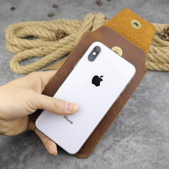 Cool Leather Men's Slim Cell Phone Holster Phone Holster Waist Belt Bag Belt Pouch For Men