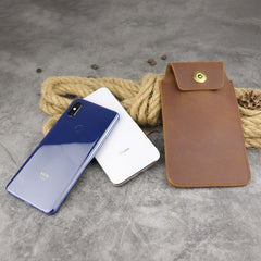 Cool Leather Men's Slim Cell Phone Holster Phone Holster Waist Belt Bag Belt Pouch For Men