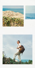Waxed Canvas Leather Mens Large Backpack Canvas Travel Backpack Barrel Travel Backpacks for Men