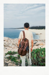 Waxed Canvas Leather Mens Large Backpack Canvas Travel Backpack Barrel Travel Backpacks for Men