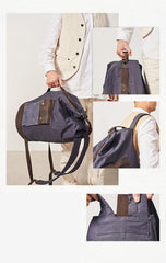 Waxed Canvas Leather Mens Large Backpack Canvas Travel Backpack Barrel Travel Backpacks for Men